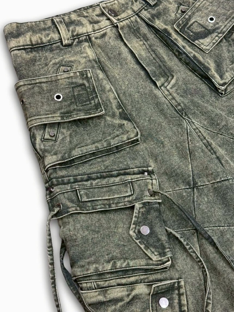 RICH】Cargo Wide Green Washed Short pants / 【リッチ】ポケット