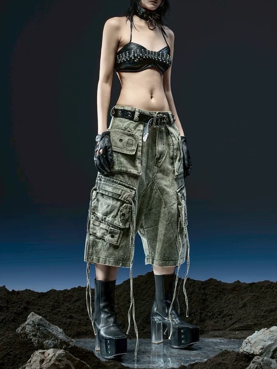 【新品】 ★リッチヤング ハーフ ブッシュ パンツ RYSP11-CS05 ブラウン RICH YUNG Half Bush Pants Brown 【Pants/パンツ】 RICH】Cargo Wide Green Washed Short pants / 【リッチ】ポケット