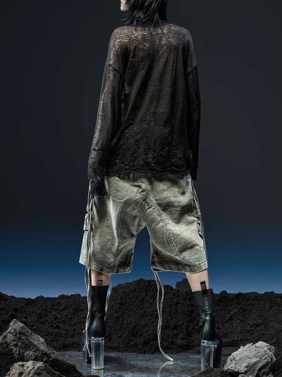 RICH】Cargo Wide Green Washed Short pants / 【リッチ】ポケット