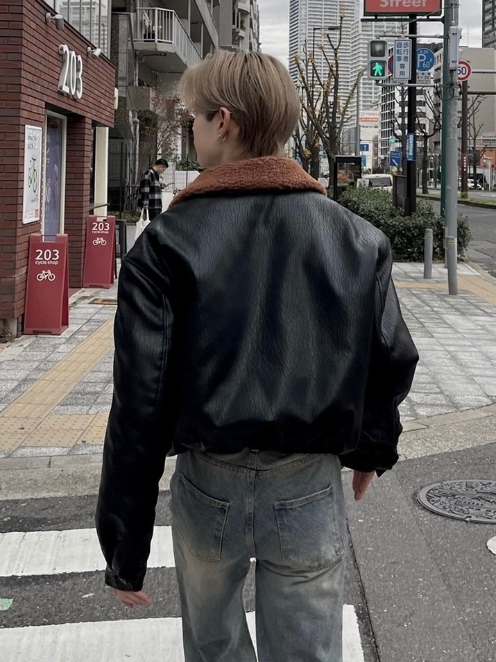 受注制【Chikashitsu +】biker leather mustang jacket