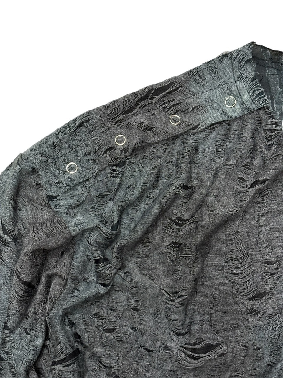 受注制【Chikashitsu +】shoulder button grunge knit (2color)