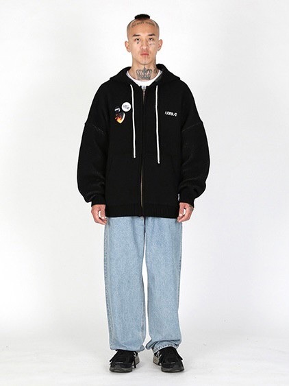 【AJOBYAJO】DBOF Wool Knit Zip-Up Hoodie