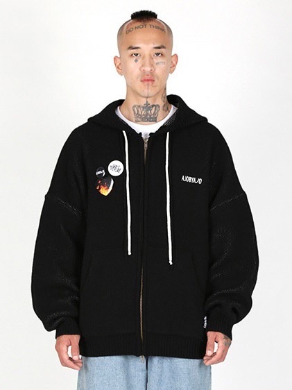 【AJOBYAJO】DBOF Wool Knit Zip-Up Hoodie
