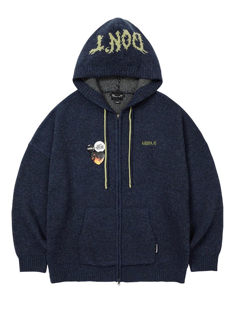 【AJOBYAJO】DBOF Wool Knit Zip-Up Hoodie