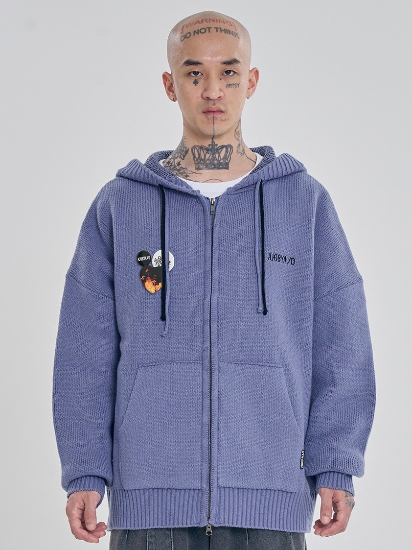 【AJOBYAJO】DBOF Wool Knit Zip-Up Hoodie