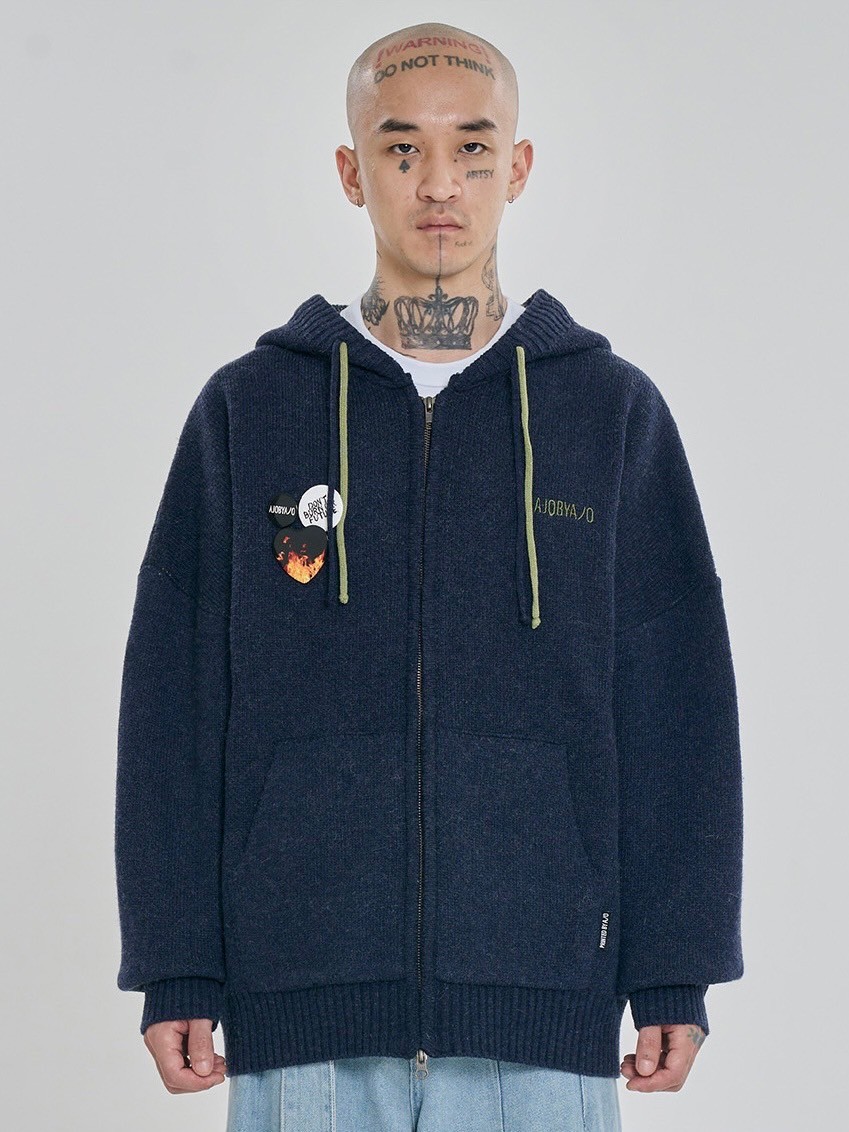 【AJOBYAJO】DBOF Wool Knit Zip-Up Hoodie