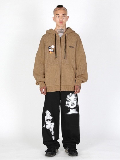 【AJOBYAJO】DBOF Wool Knit Zip-Up Hoodie