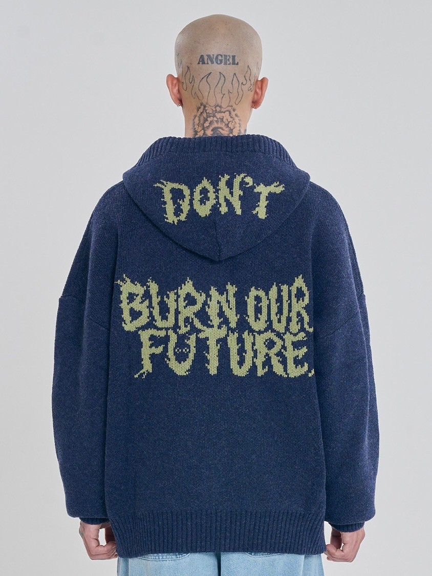【AJOBYAJO】DBOF Wool Knit Zip-Up Hoodie