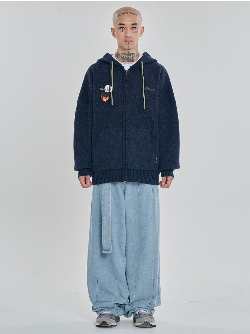【AJOBYAJO】DBOF Wool Knit Zip-Up Hoodie
