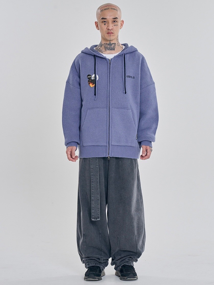 【AJOBYAJO】DBOF Wool Knit Zip-Up Hoodie