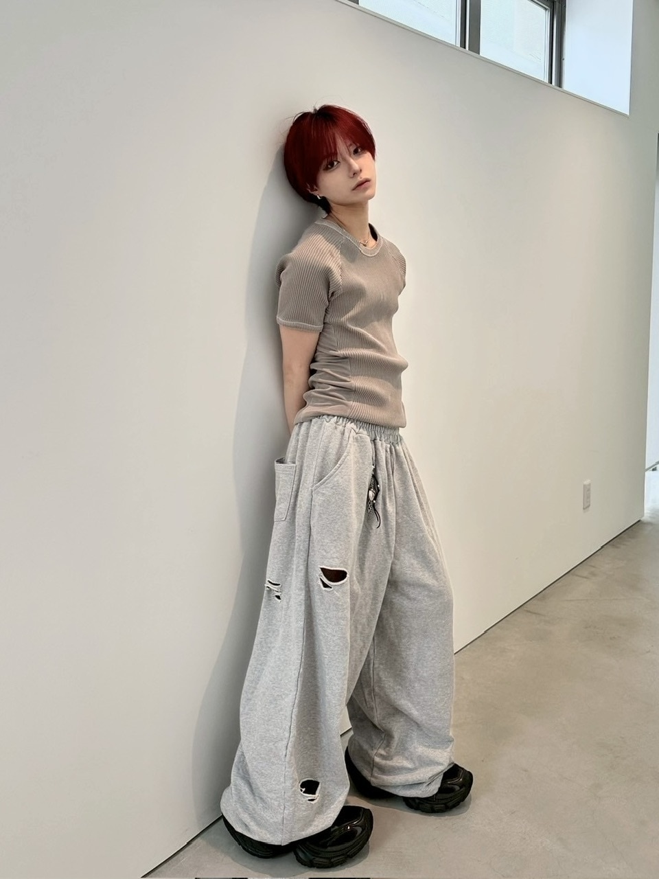LUV CODE】damage wide sweat pants (3color) | OUR BRAND,LUV CODE