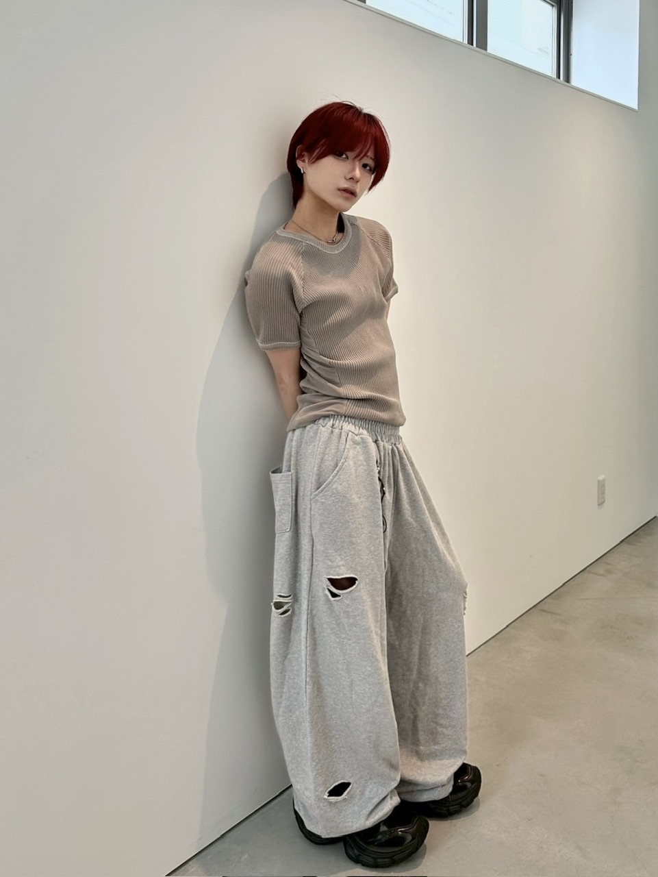 LUV CODE】damage wide sweat pants (3color) | OUR BRAND,LUV CODE