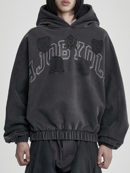 【AJOBYAJO】University Wappen Batwing Hoodie / 【アジョバイアジョ】ユニバーシティワッペンバットウィングプルオーバーパーカー