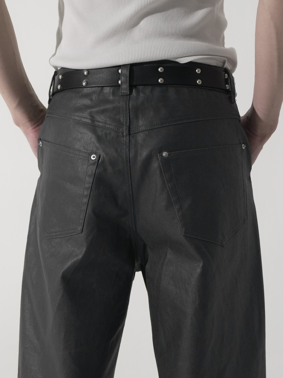 CS】coated wide denim pants (dark gray) | OUR BRAND,Chikashitsu +