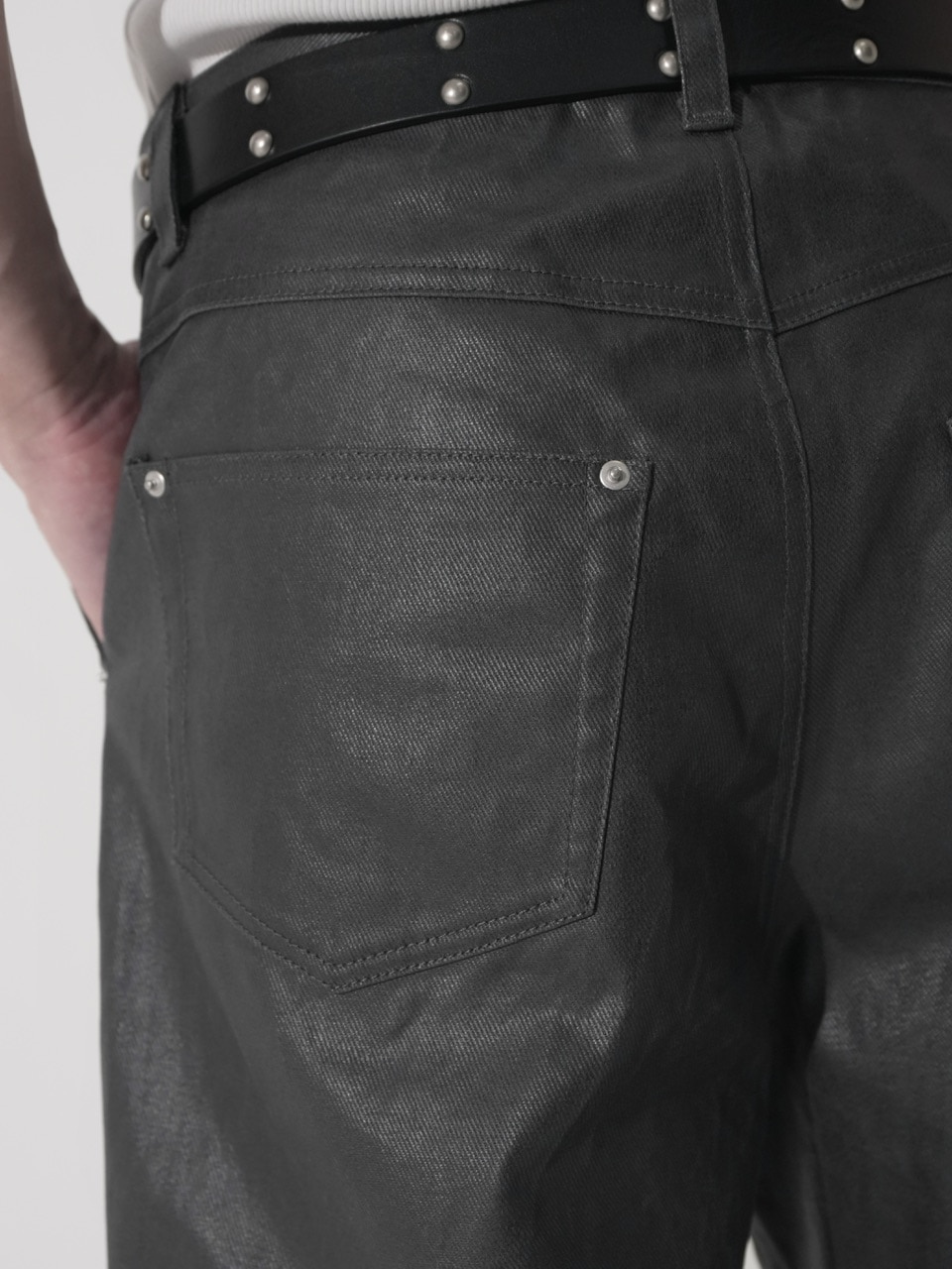 CS】coated wide denim pants (dark gray) | OUR BRAND,Chikashitsu +