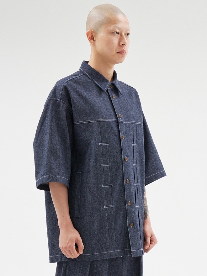【AJO AJOBYAJO】24SS★ Recycled Denim Trucker Shirt MUSINSA | AJOBYAJO Recycled Denim Trucker Shirt [NAVY]