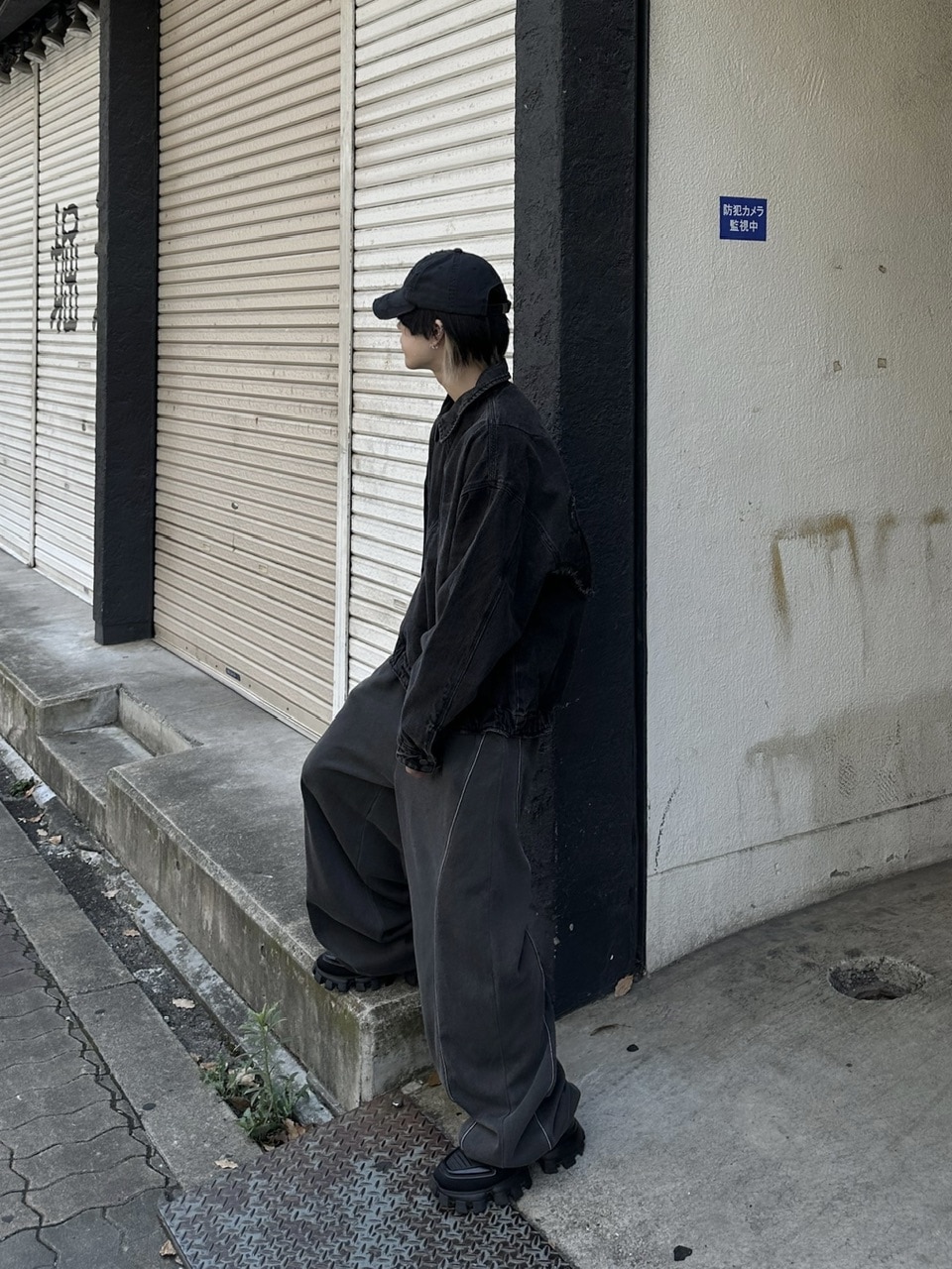 大阪店WEB限定受注制【Chikashitsu +】pigment piping wide sweat pants (2color)
