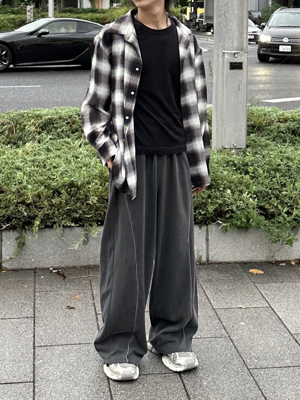 大阪店WEB限定受注制【Chikashitsu +】pigment piping wide sweat pants (2color)