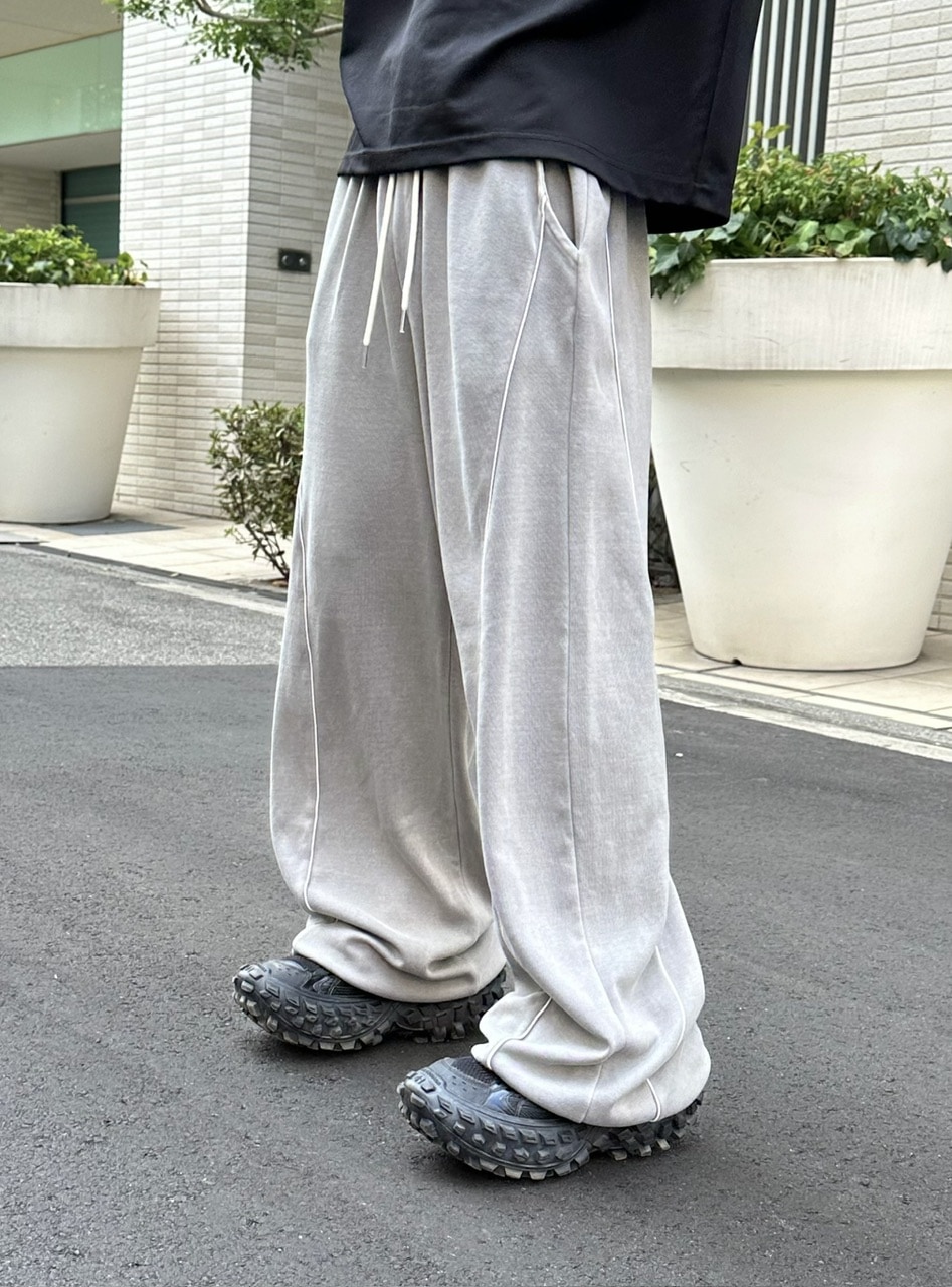 スウェットパンツ HUECLOSET (set-up) PIGMENT WIDE SWEAT PANTS (5colors) BTR497 大阪店WEB限定受注制【Chikashitsu +】pigment piping wide