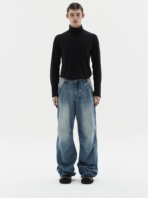 【JEMUT】24SS★ Middle Wide Parachute Denim Pants DNSR】Parachute wide denim pants | OUR BRAND,DNSR | PRESSING