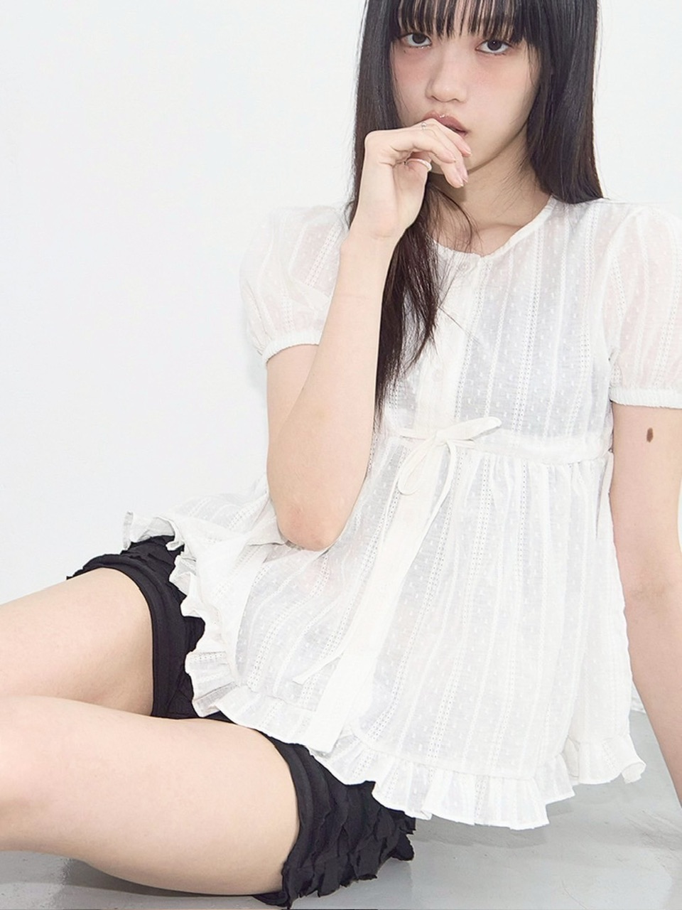 トップス FANCY CLUB Shirring Puff Blouse (WHITE) FANCY CLUB】SHIRRING PUFF BLOUSE | OUR BRAND,FANCY CLUB