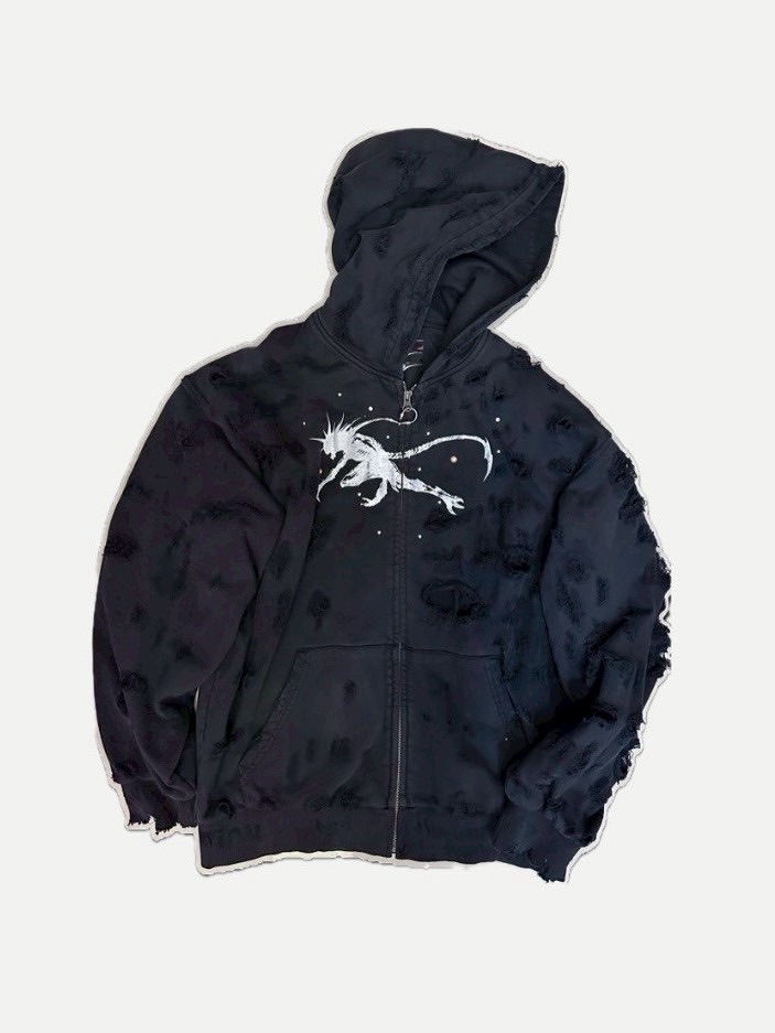 9/20 20:00 発売【F.V.V.O】9TW REMAKE RIPPED FADED ZIP-UP