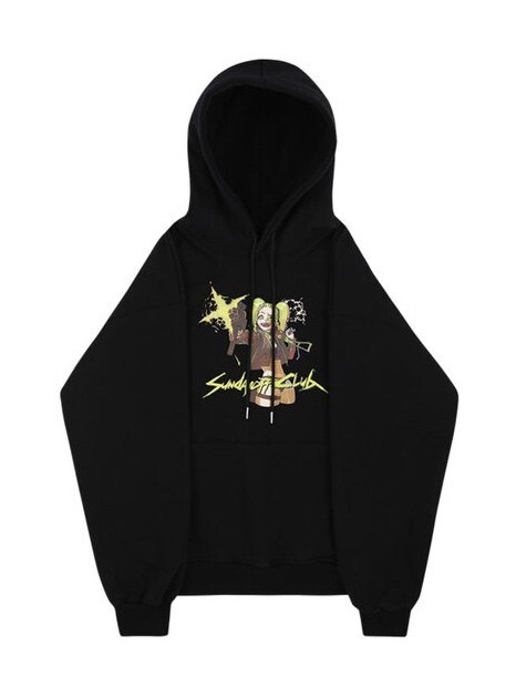 ◆SUNDAYOFFCLUB◆ MENSCHLICHEN Heavy Terry Hoodie Black hoo TOP - SUNDAYOFFCLUB