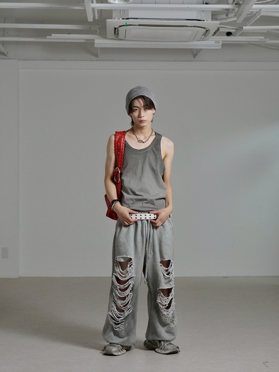 受注制【Chikashitsu +】oiled wash damage sweat pants