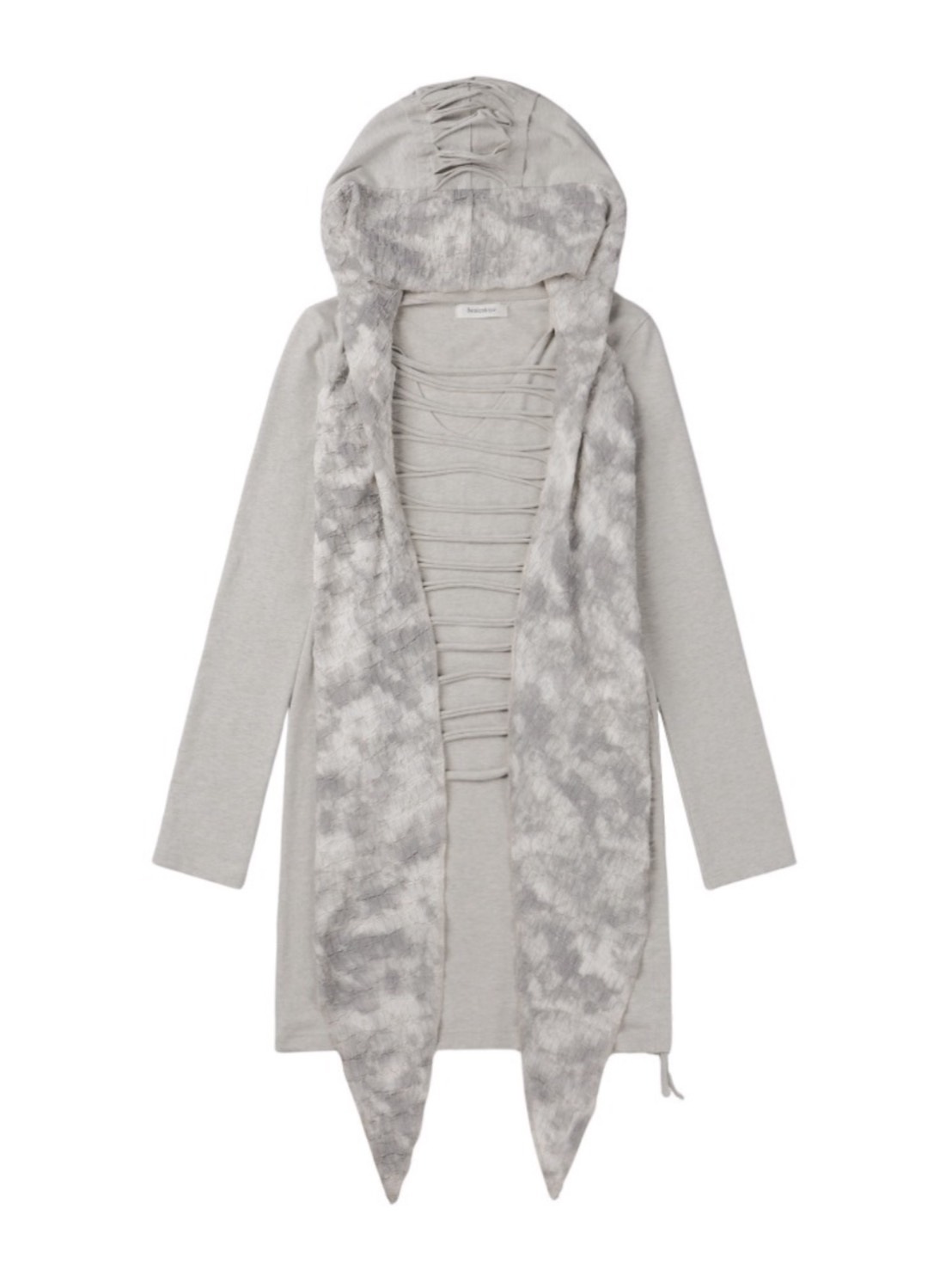 【bonienkiye】Distressed Hood Scarf Dress