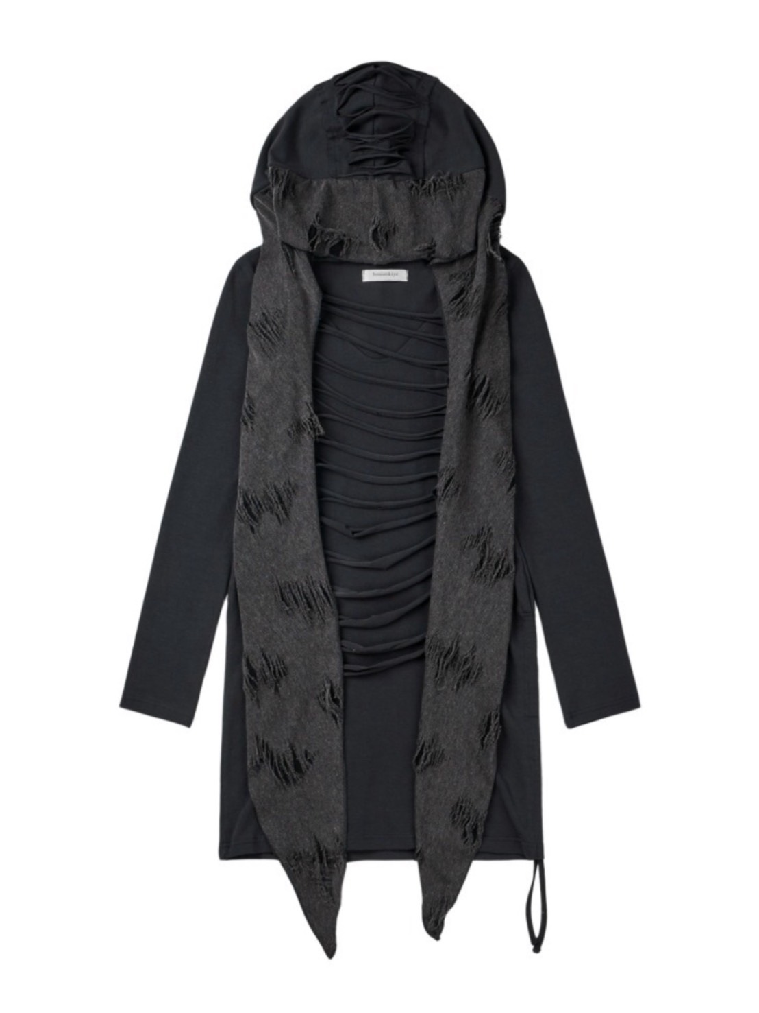 【bonienkiye】Distressed Hood Scarf Dress