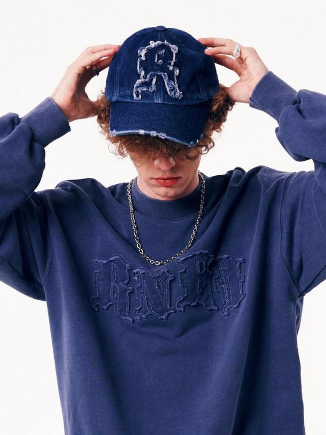 【runningHIGH】23fw FRINGE LOGO DENIM BALL CAP runningHIGH】FRINGE LOGO DENIM BALL CAP | OUR BRAND