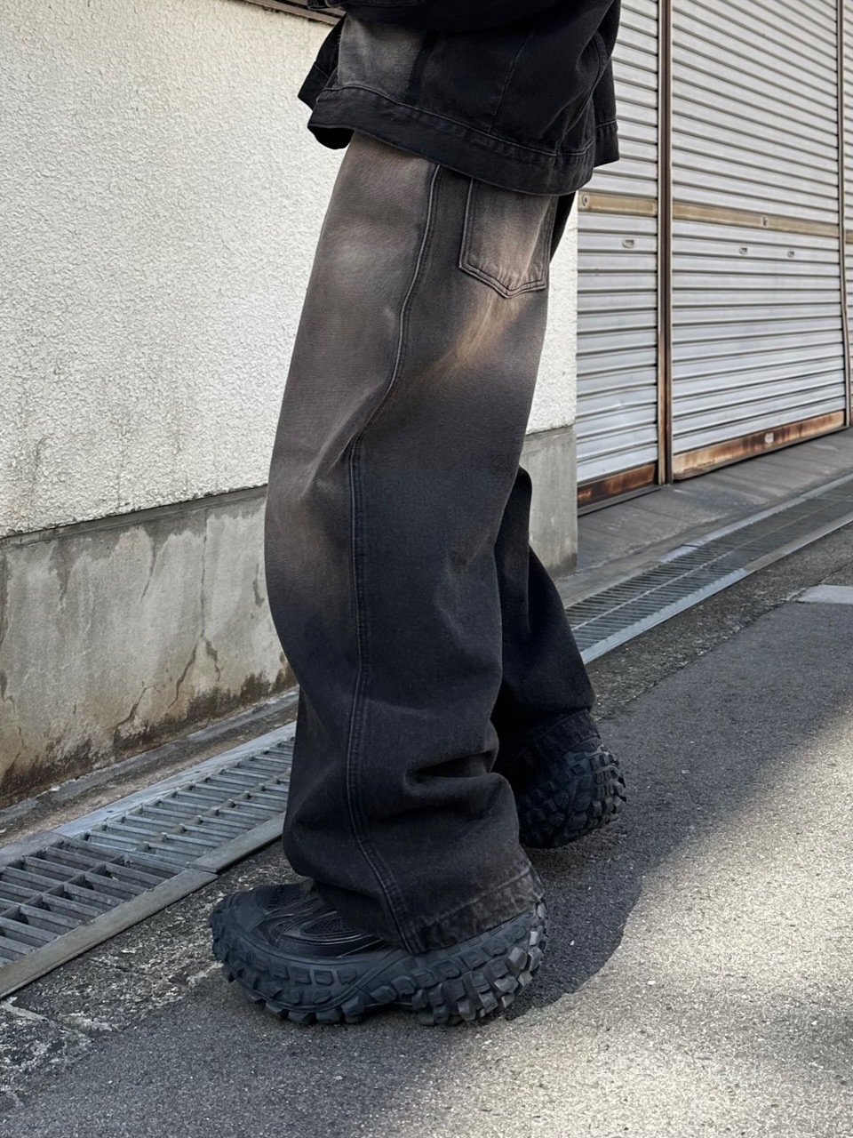 Chikashitsu +】vintage wash denim pants (2color