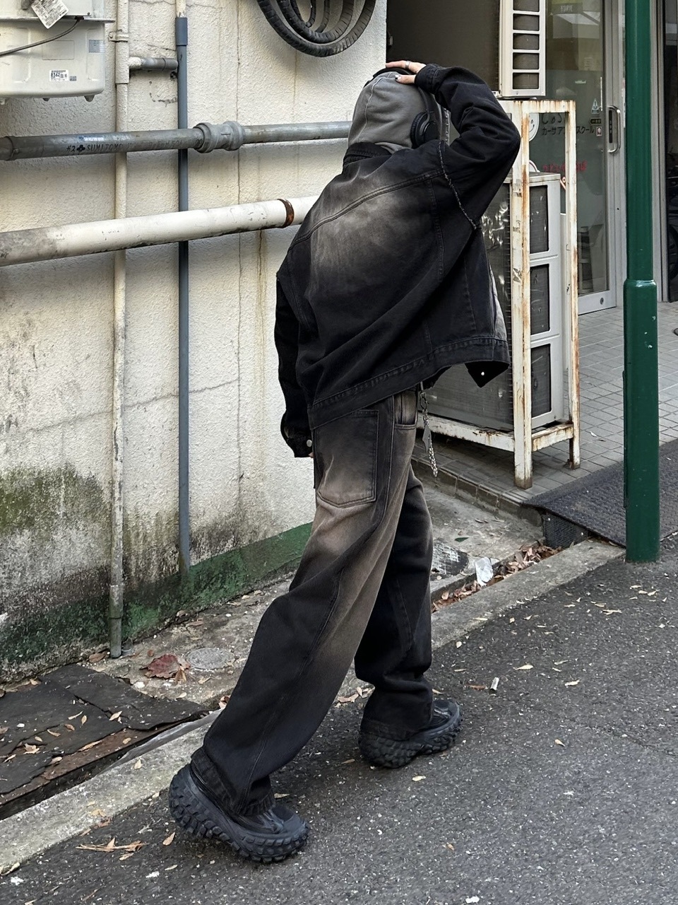 Chikashitsu +】vintage wash denim pants (2color