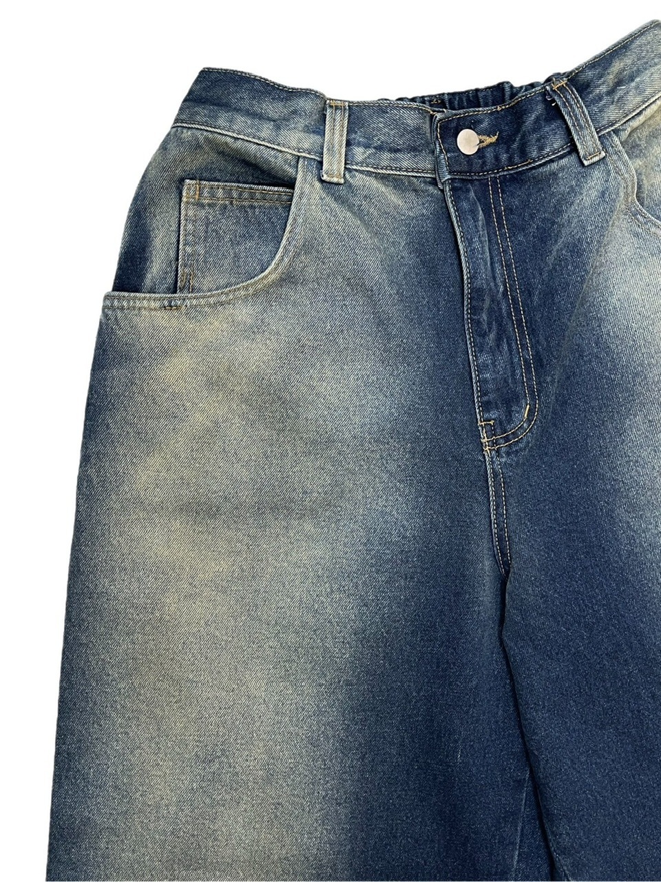 受注制【Chikashitsu +】vintage wash denim pants (2color)