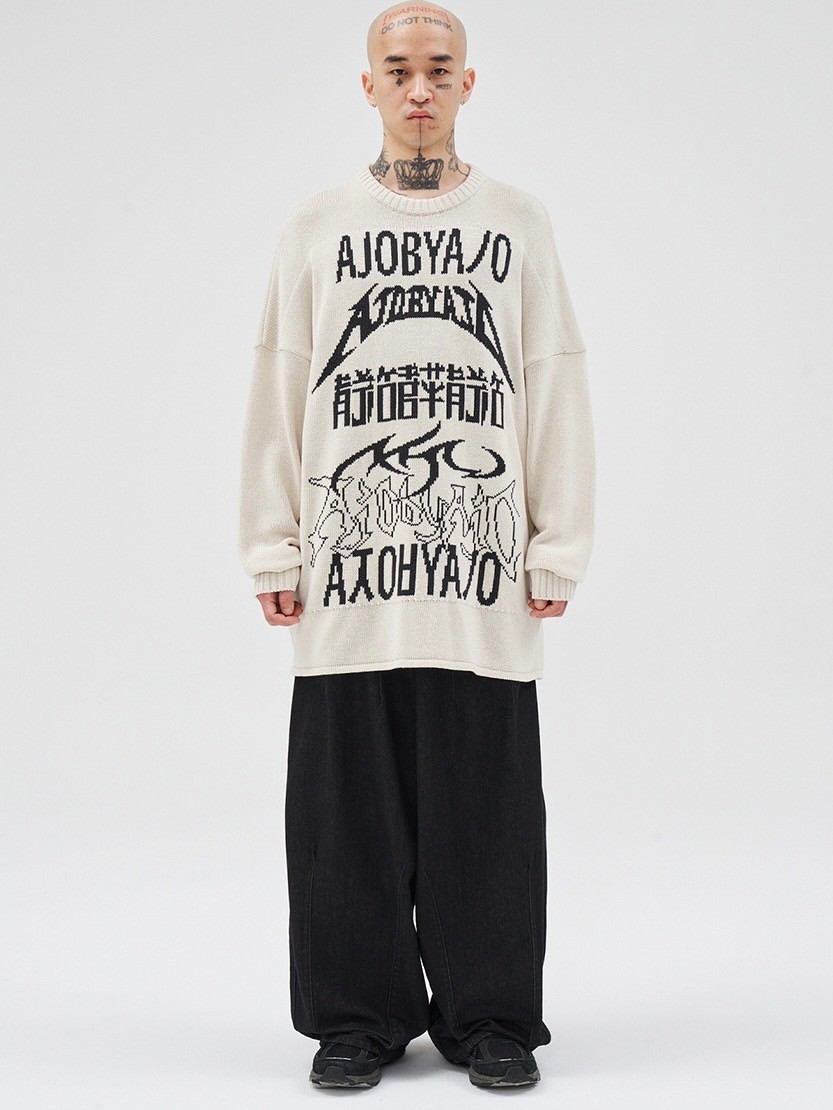 【AJOBYAJO】Total Logo High-Twist Yarn Sweater