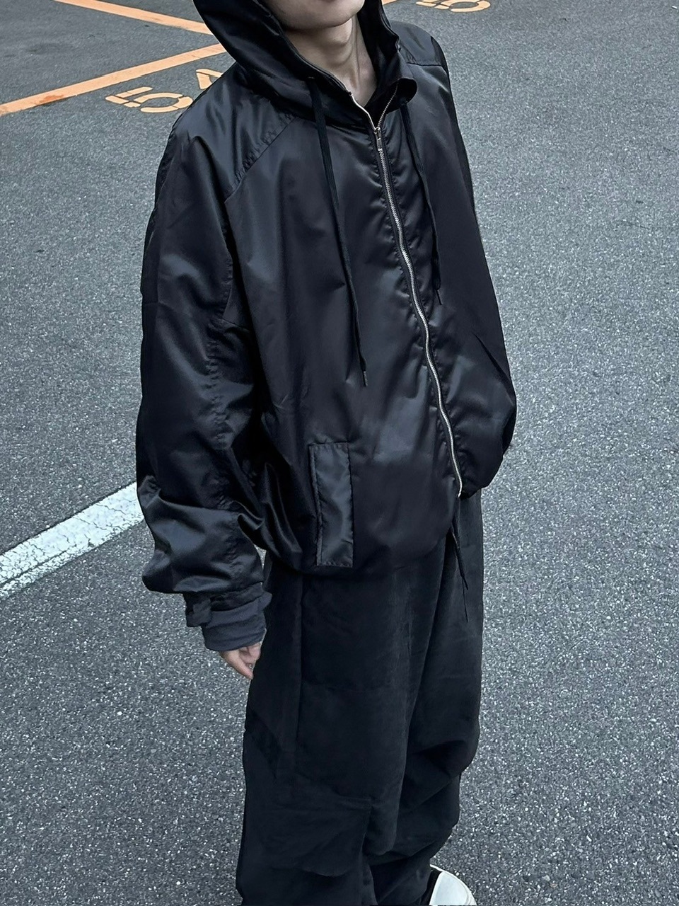 大阪店WEB限定受注制【Chikashitsu +】double sleeve zip up hoodie