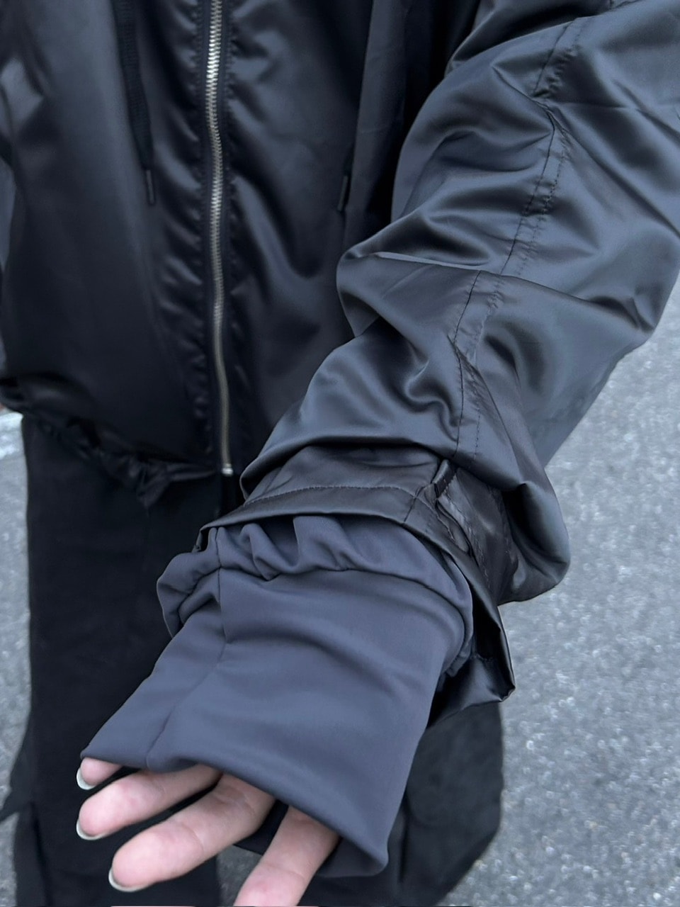 大阪店WEB限定受注制【Chikashitsu +】double sleeve zip up hoodie