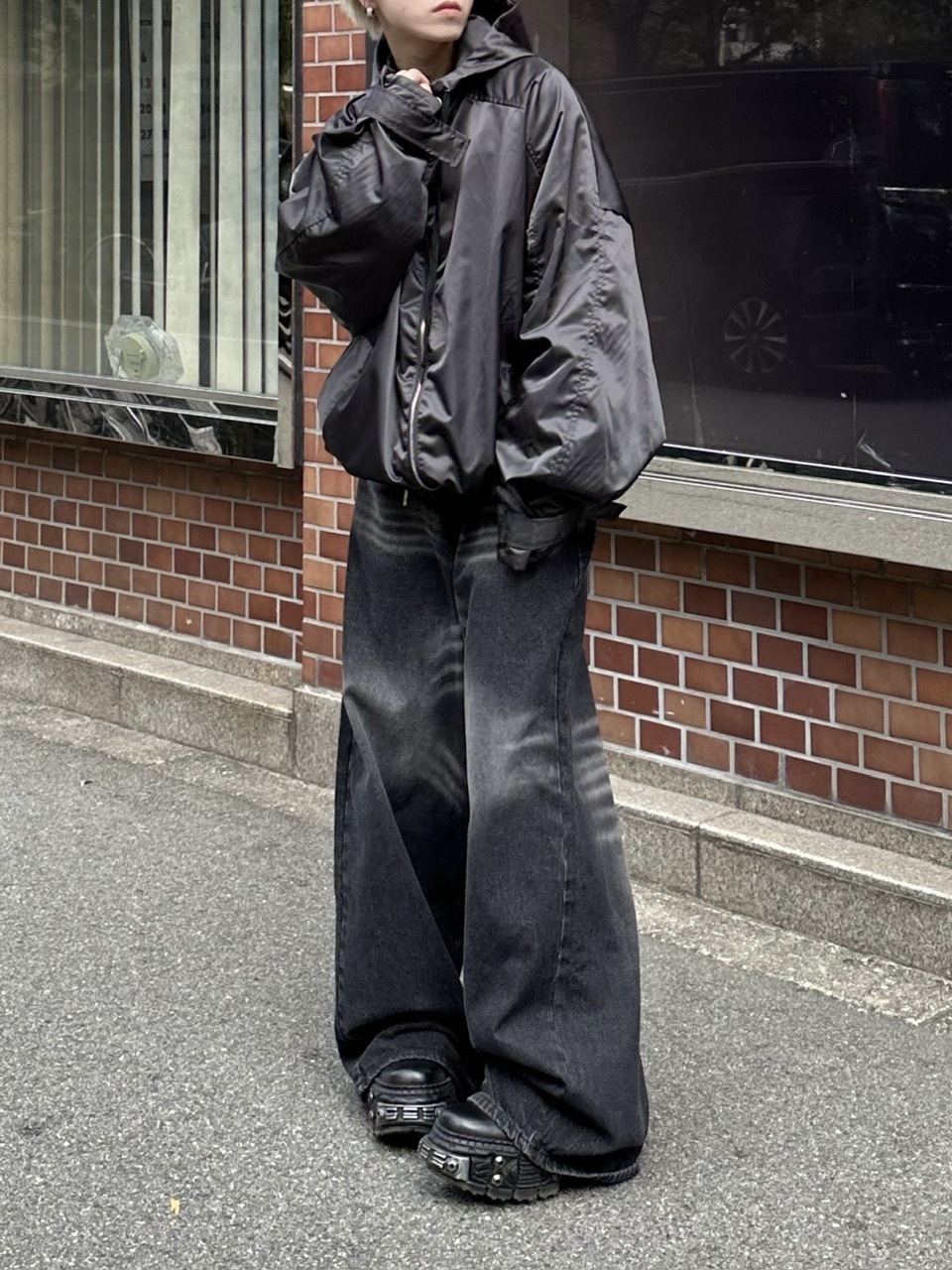 大阪店WEB限定受注制【Chikashitsu +】double sleeve zip up hoodie