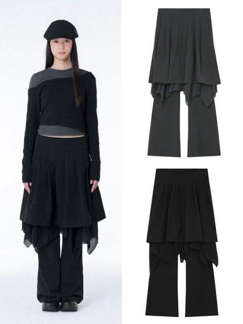 ◆MISEKI SEOUL◆ Layered skirt pants set BLACK MSK2403012BK Miseki seoul】Layered skirt pants set | OUR BRAND,Miseki