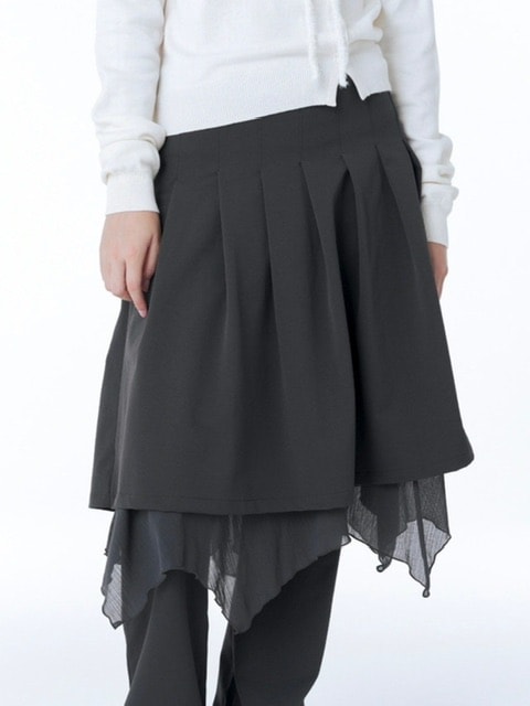 【Miseki SEOUL】25ss Pocket layered check skirt Miseki seoul】Unbalanced layered skirt | OUR BRAND,Miseki