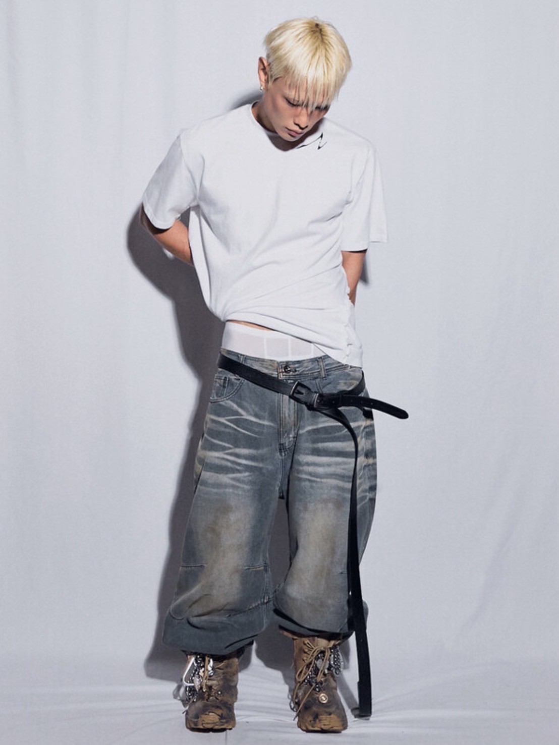 【BLUER】Embossed Wave Washing Wide Denim Pants Blue 8/26 20:00 発売【BLR BLUER】EMBOSSED WAVE WASHING WIDE DENIM