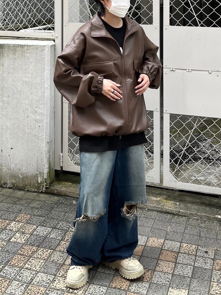 受注制【Chikashitsu +】vintage wash damage denim pants