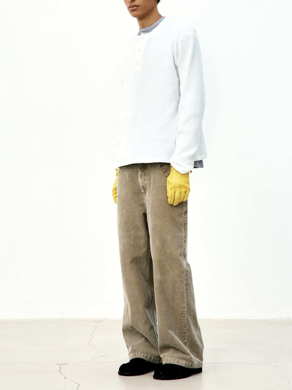 COOR】WAFFLE HENRY NECK LONG SLEEVE T-SHIRT | OUR BRAND,COOR