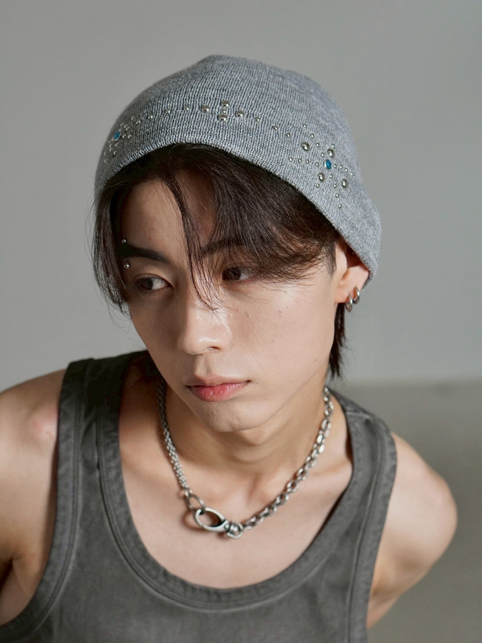 受注制【Chikashitsu +】mulch studs beanie (3color) / 【チカシツプラス】マルチスタッズニット帽子