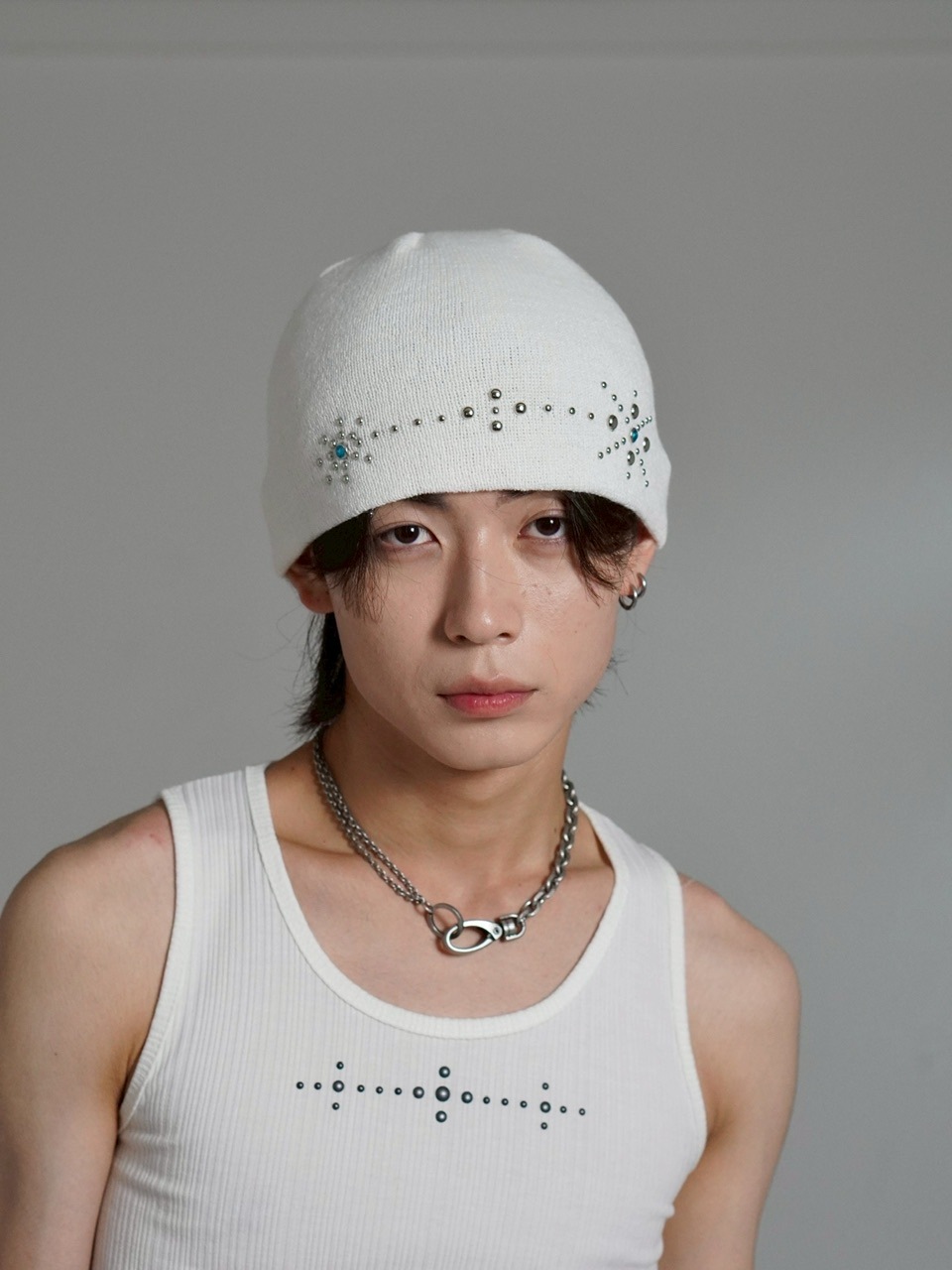 受注制【Chikashitsu +】mulch studs beanie (3color) / 【チカシツプラス】マルチスタッズニット帽子