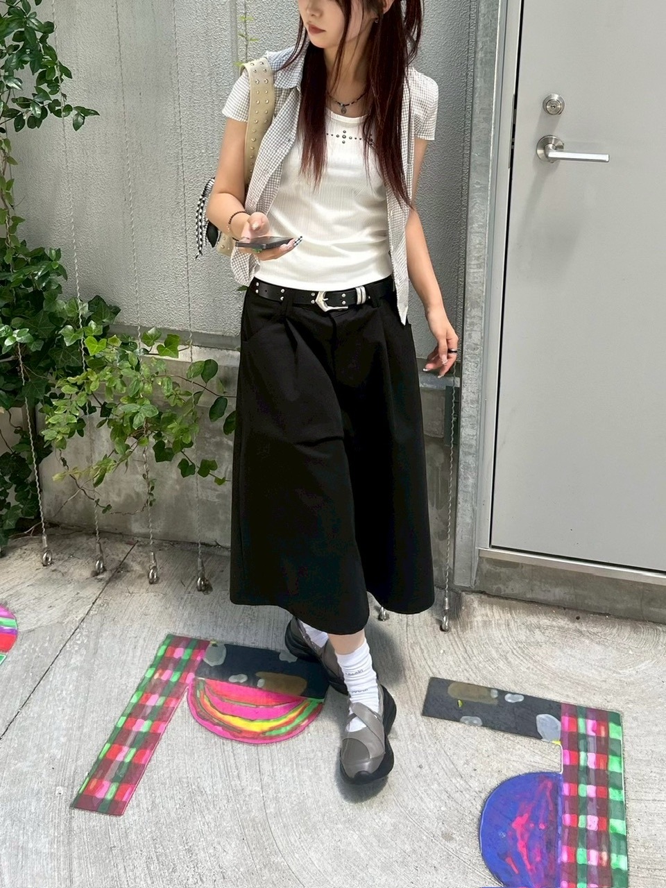 【Chikashitsu +】metal studs sleeveless / 【チカシツプラス】メタルスタッズタンクトップ (2color)