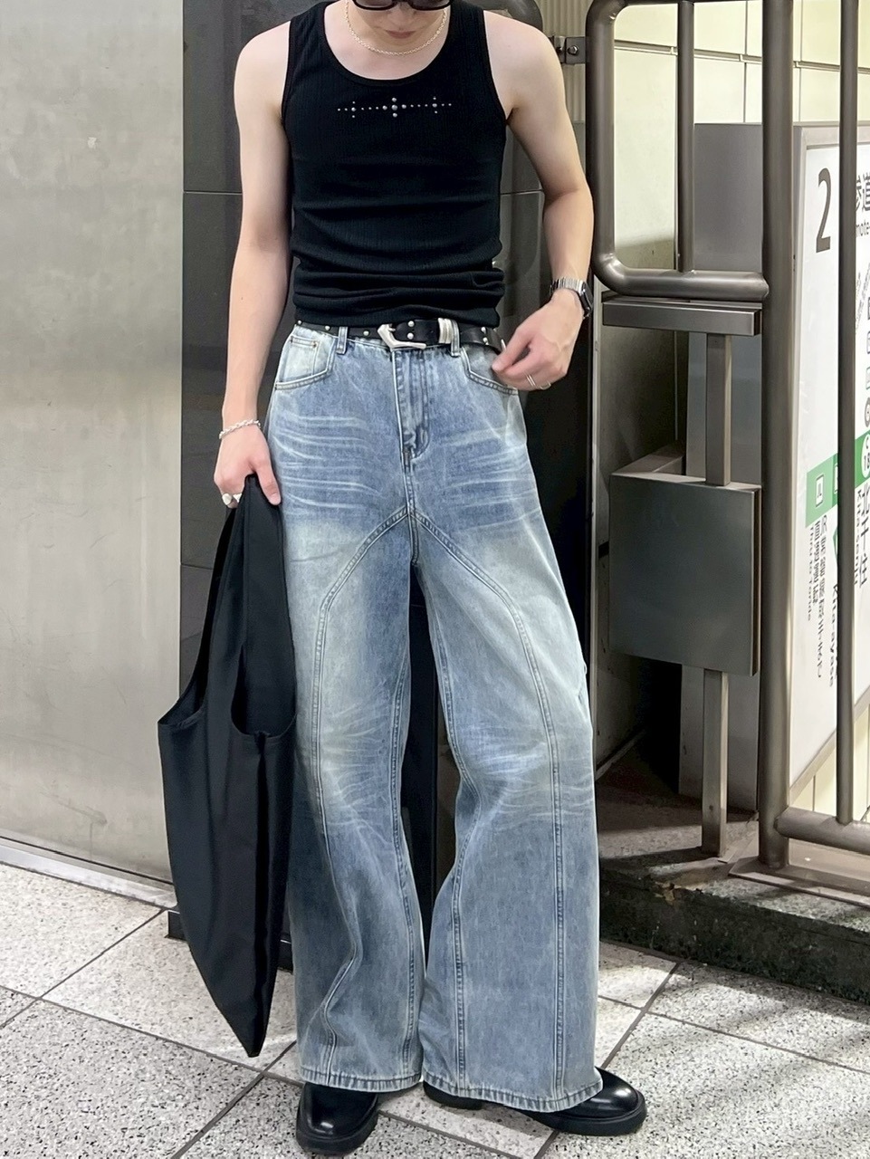 【Chikashitsu +】metal studs sleeveless / 【チカシツプラス】メタルスタッズタンクトップ (2color)