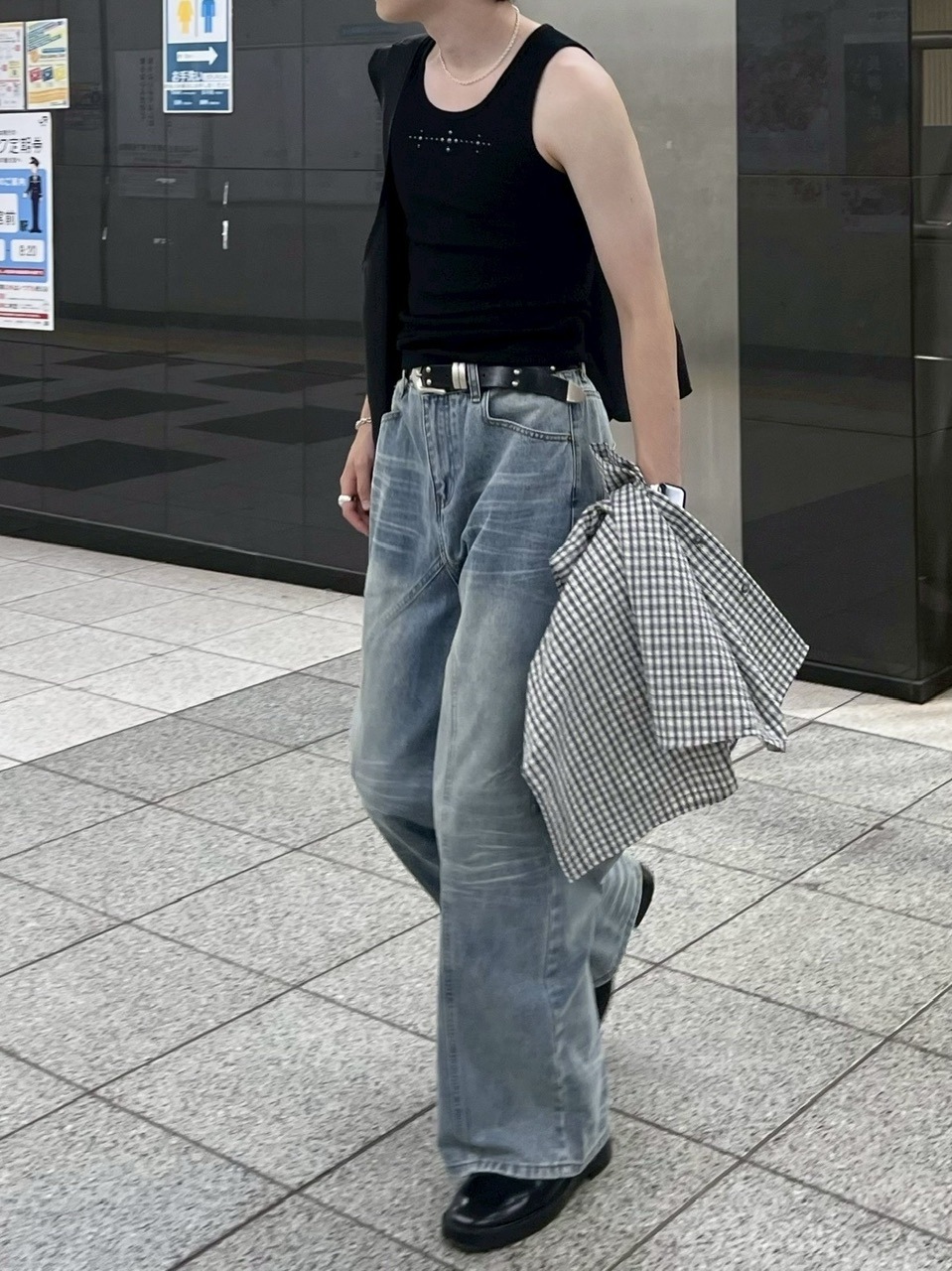 【Chikashitsu +】metal studs sleeveless / 【チカシツプラス】メタルスタッズタンクトップ (2color)