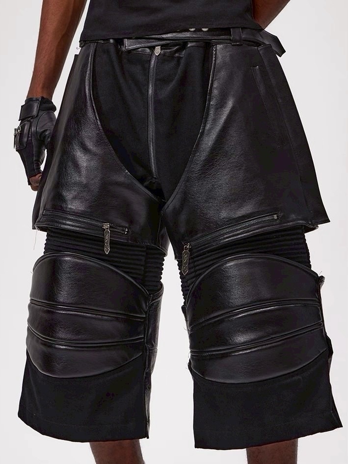 Fourth3ex】Western Denim Patchwork Cropped Pants