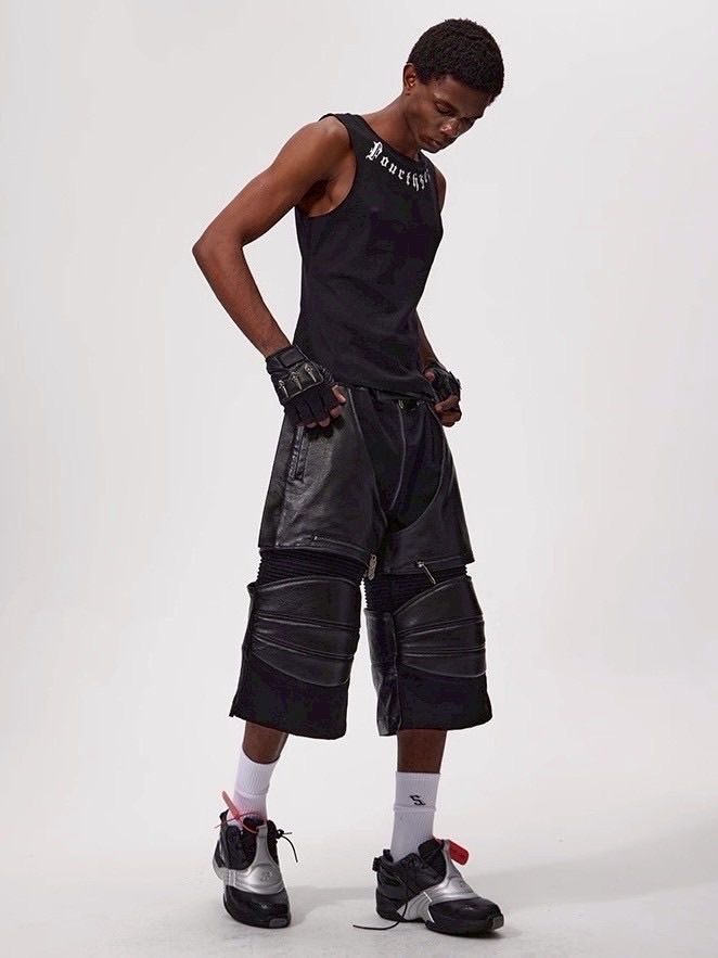 Fourth3ex】Western Denim Patchwork Cropped Pants